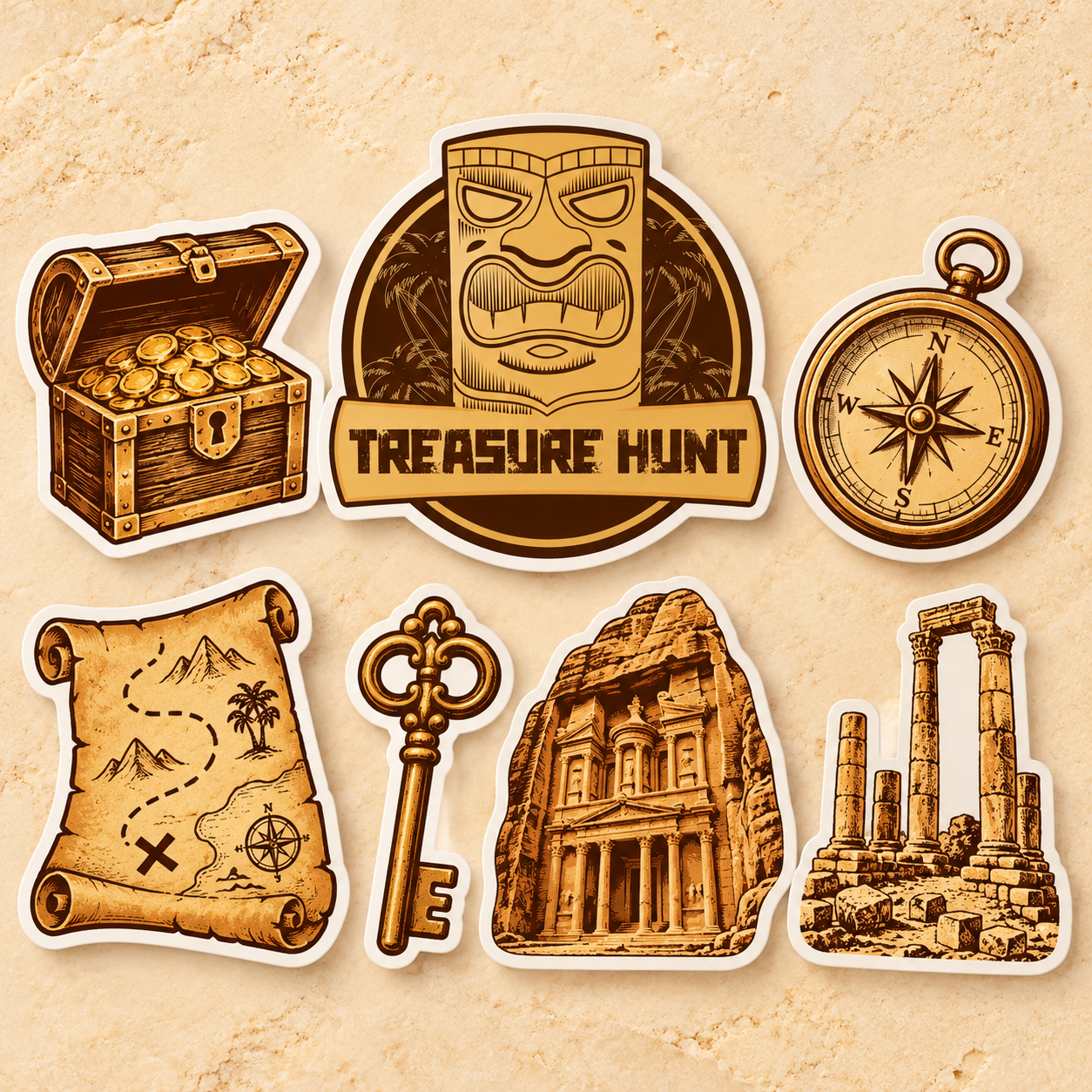Sticker Pack — Treasure Hunt design mockup